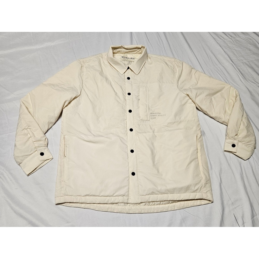 Municipal Quilted Shirt Jacket Mens XL Cream Sport Utility Gear Puffer Shacket